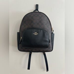 Genuine Coach Backpack- Brown Coach Print with Black Accents